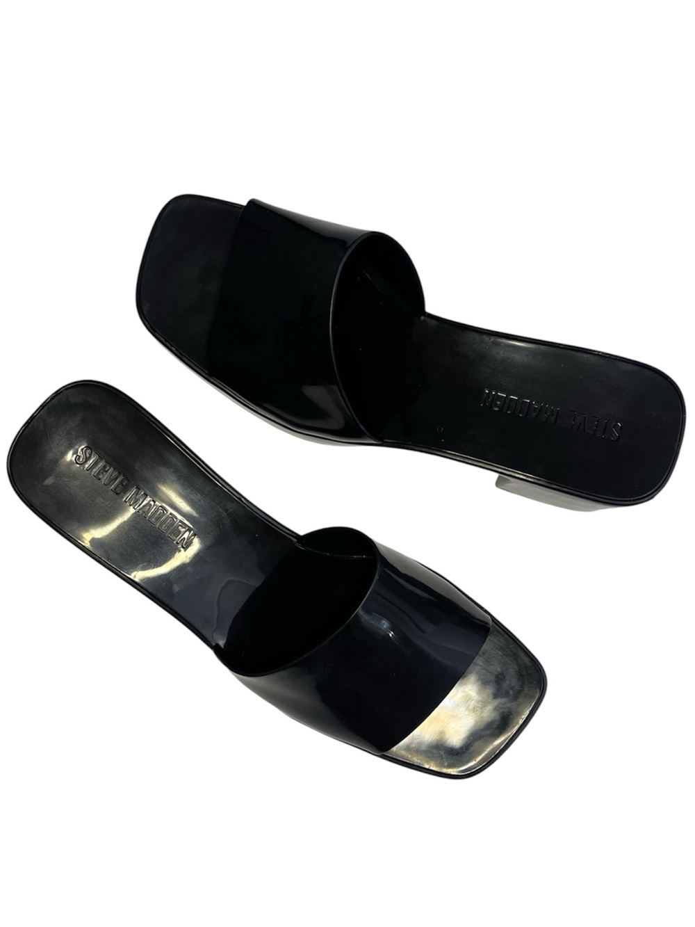 Steve Madden Harlin Sandals 8M Heeled Black Jelly Chunky Heel Y2K Open Toe - Picture 2 of 12